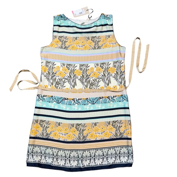 NWT NURTURE Mid-length Belted Dress, Satin-silk feel Sleeveless Dress Size L - Picture 1 of 16